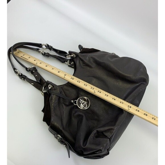 Tosca Blu Brown Leather Purse Double Handle Shoulder Handbag Suede Zip - Picture 11 of 16